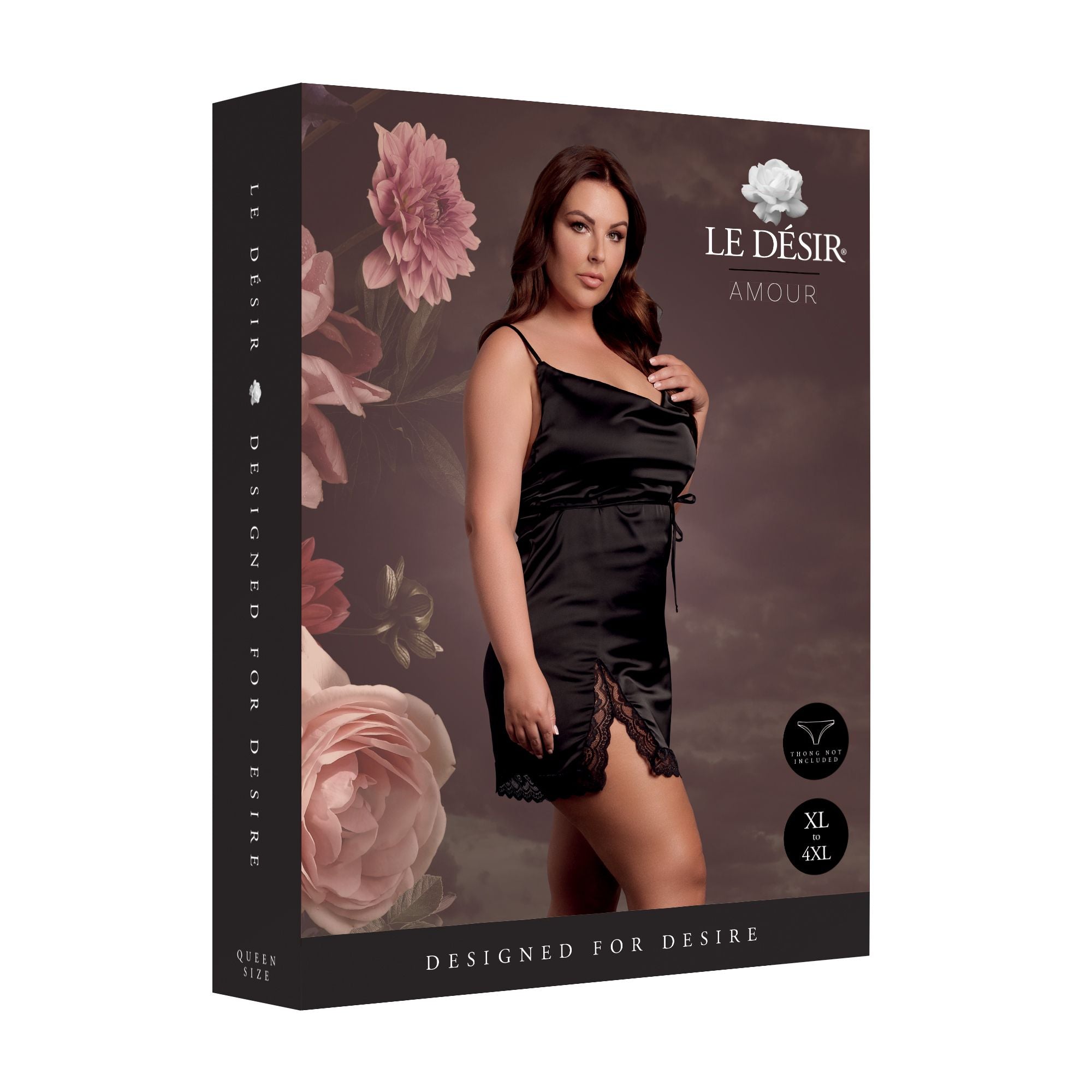 Le Desir – Zijden Jurk met Kruisbanden en Split, Open Rug, Queen Size - Zwa