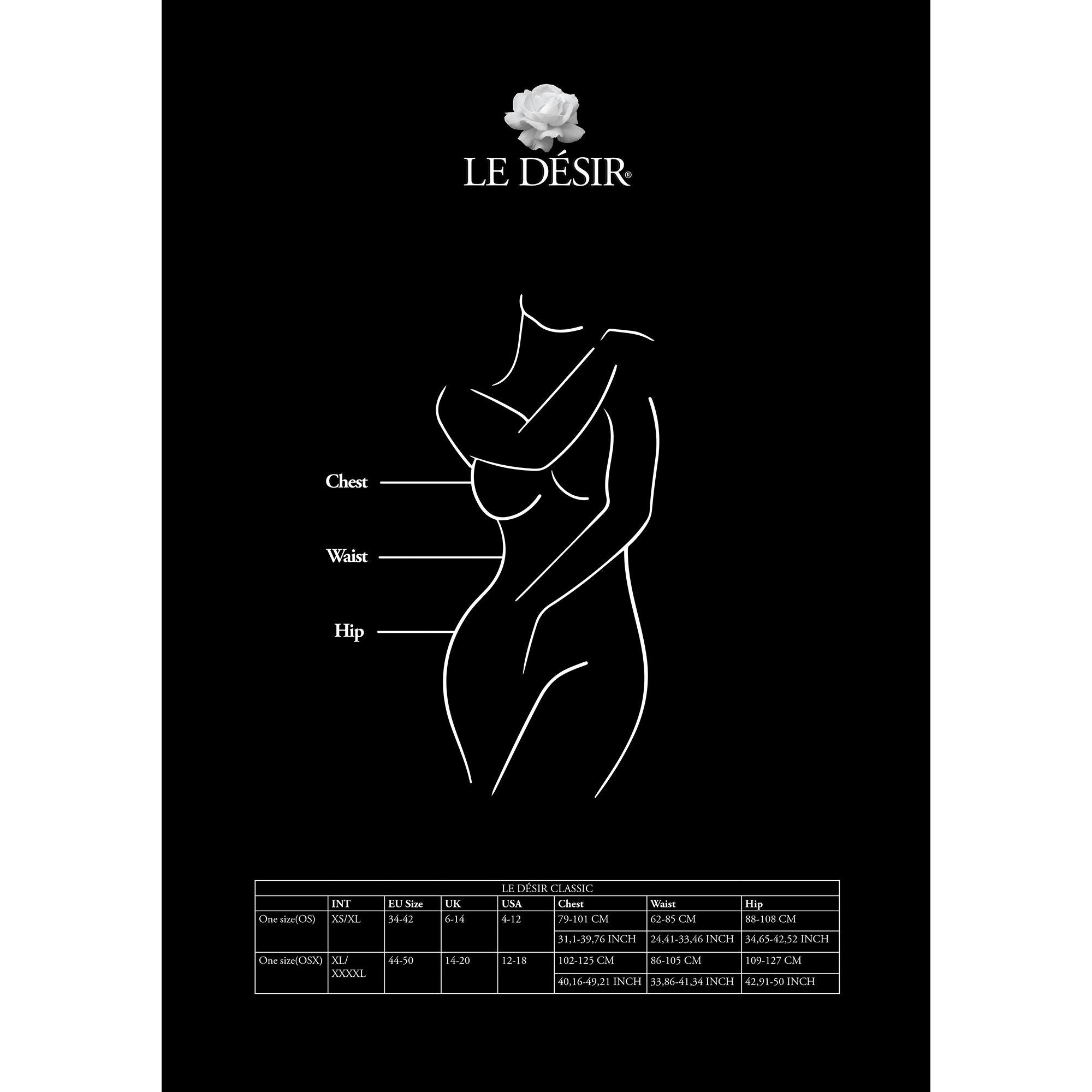 Le Desir - Visnet en Kant Jarretel Bodystocking - Zwart