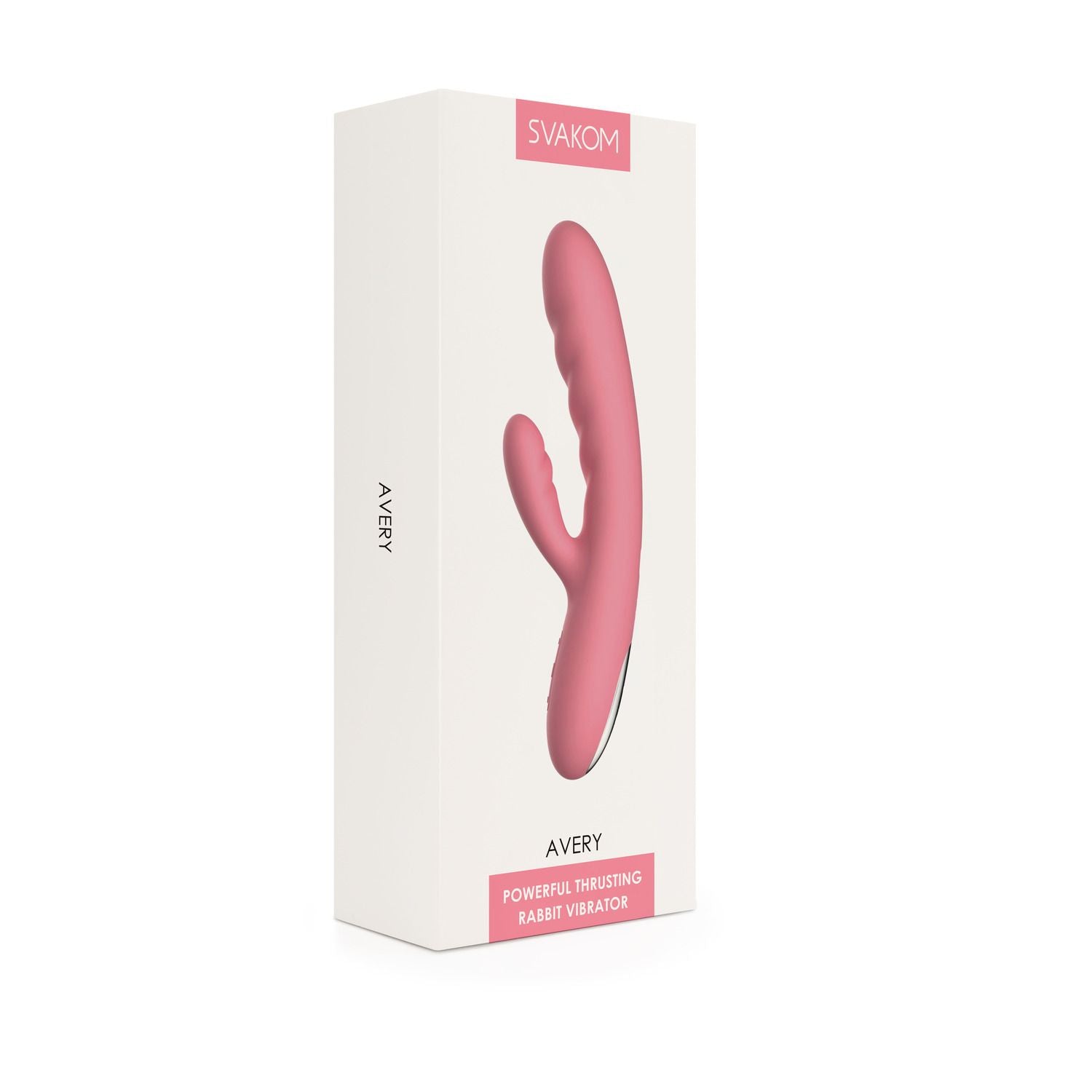 SVAKOM - Avery Thrusting Rabbit Vibrator - Aardbei Roze