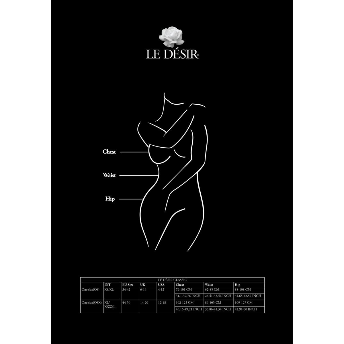 Le Désir - Gestreepte Visnet Jarretelgordel Queen Size - Zwart