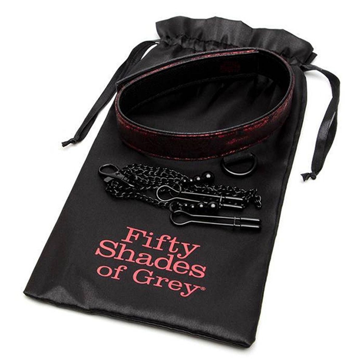 Fifty Shades of Grey – Sweet Anticipation Halsband met Tepelklemmen – Rood