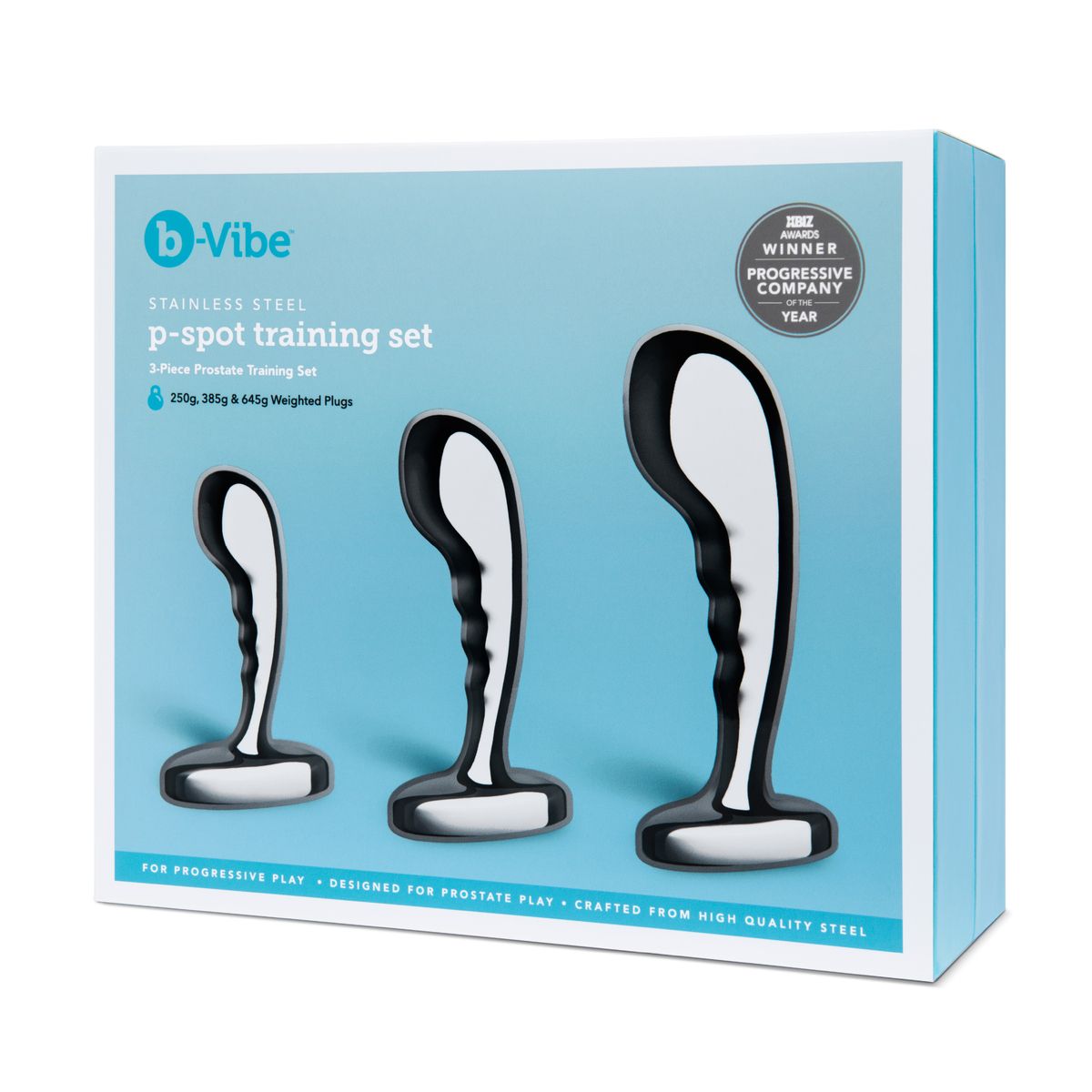 B-Vibe – Stainless Steel P-Spot Training Set – 3 Plugs