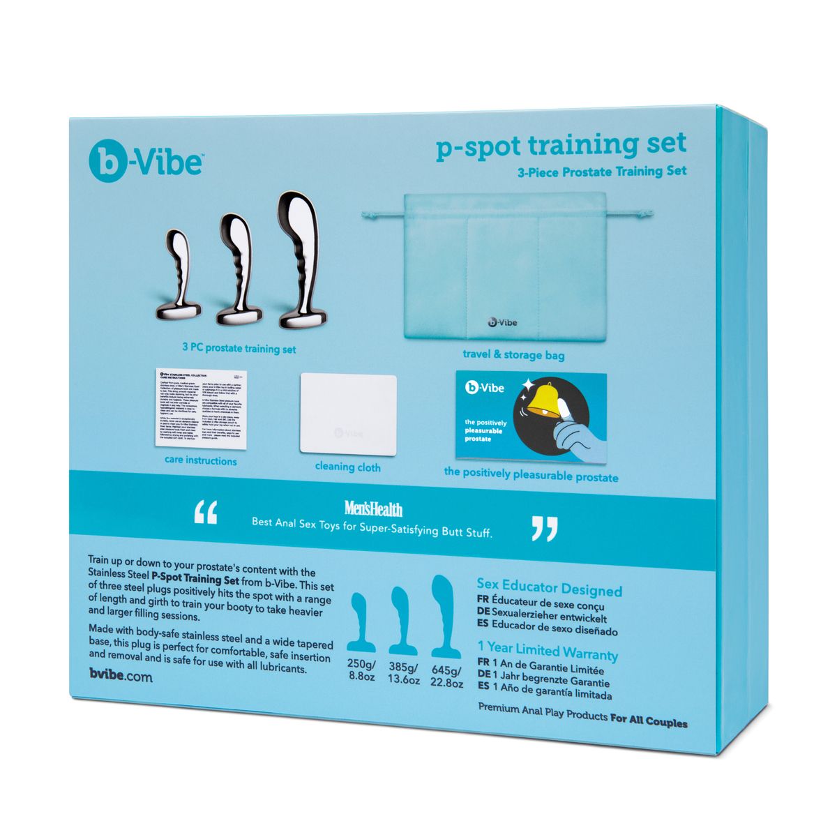 B-Vibe – Stainless Steel P-Spot Training Set – 3 Plugs