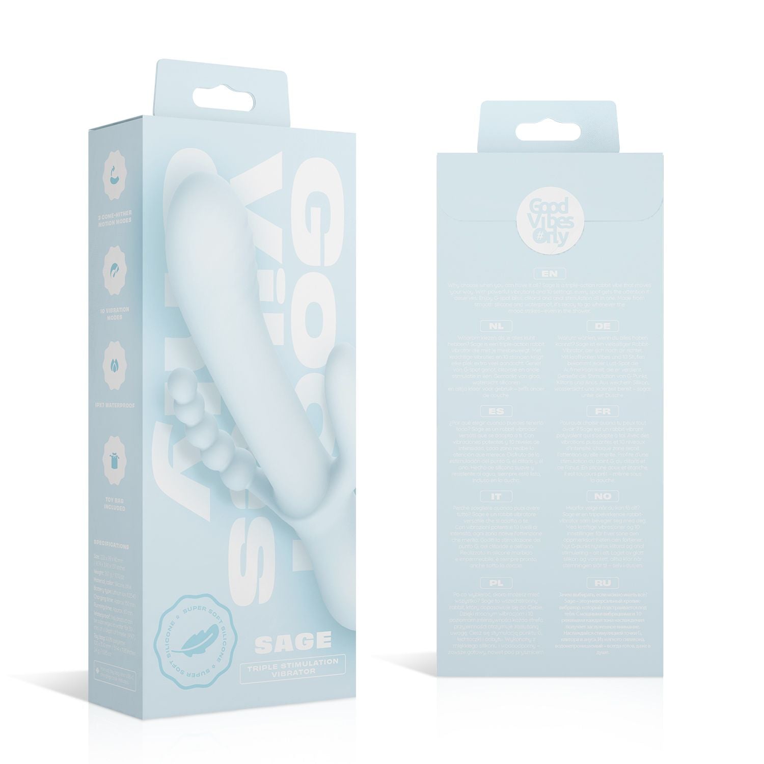 Good Vibes Only - Triple Stimulation Vibe - Soft Silicone - Blauw