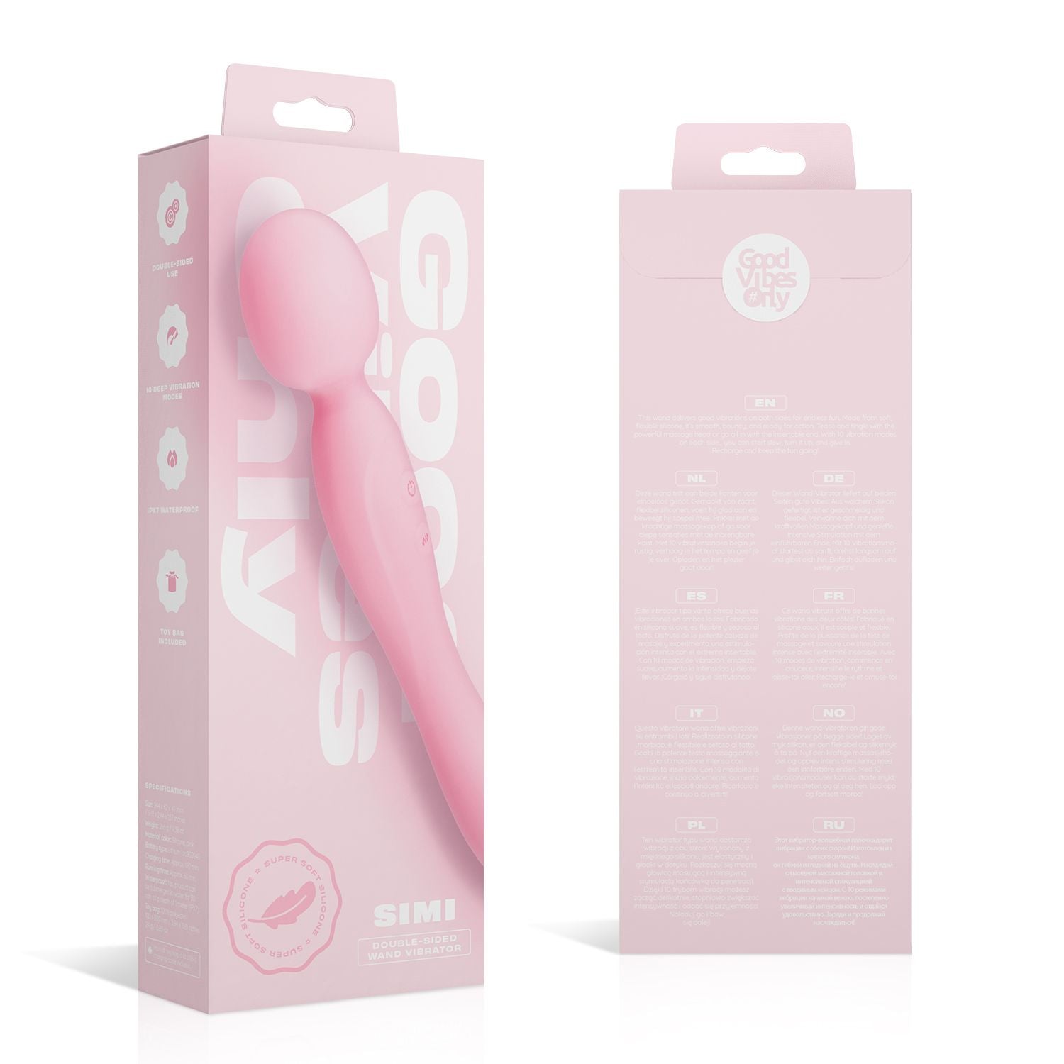 Good Vibes Only - Dubbelzijdige Wand Vibrator - Soft Silicone - Roze