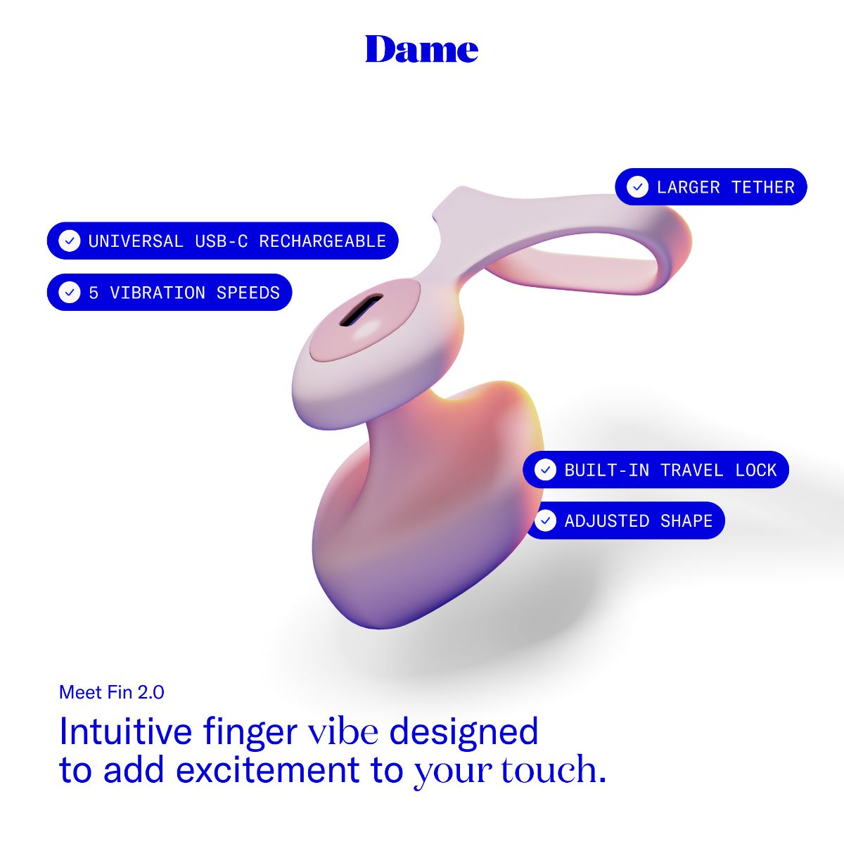 Dame - Fin 2.0 Vinger Vibrator - Quartz
